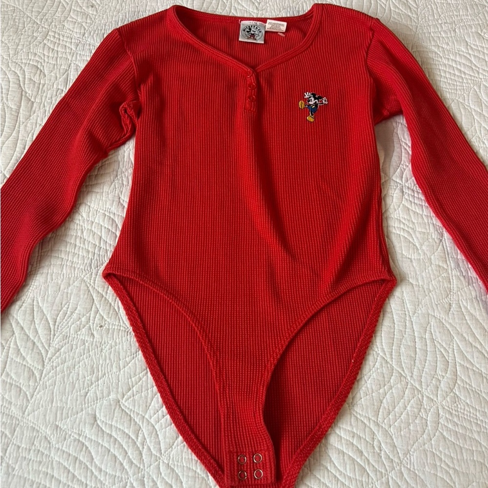 Vibrant Red Long Sleeve Bodysuit